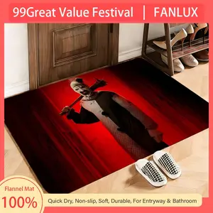 Horror Terrifier Floor Mat This soft flannel mat provides a cozy Soft flannel mat with quick water absorption, non-slip and durable. Easy to clean, ideal for bathroom and entryway use.