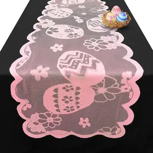 Easter Egg & Flower Pattern Lace Table Runner, 1 Count Easter Tablecloth, Decorative Tablecloth for Home Kitchen Dining Room, Home Decor