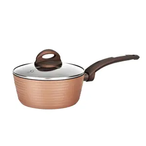 1.5 Quart Nonstick Saucepan with Lid – Brown | Modern Cooking Pot with Long Handle - 392° F Heat Resistant Cookware - Safe for Induction, Gas, Electric, Ceramic & Counter Cooktops - Everyday Kitchen Essentials
