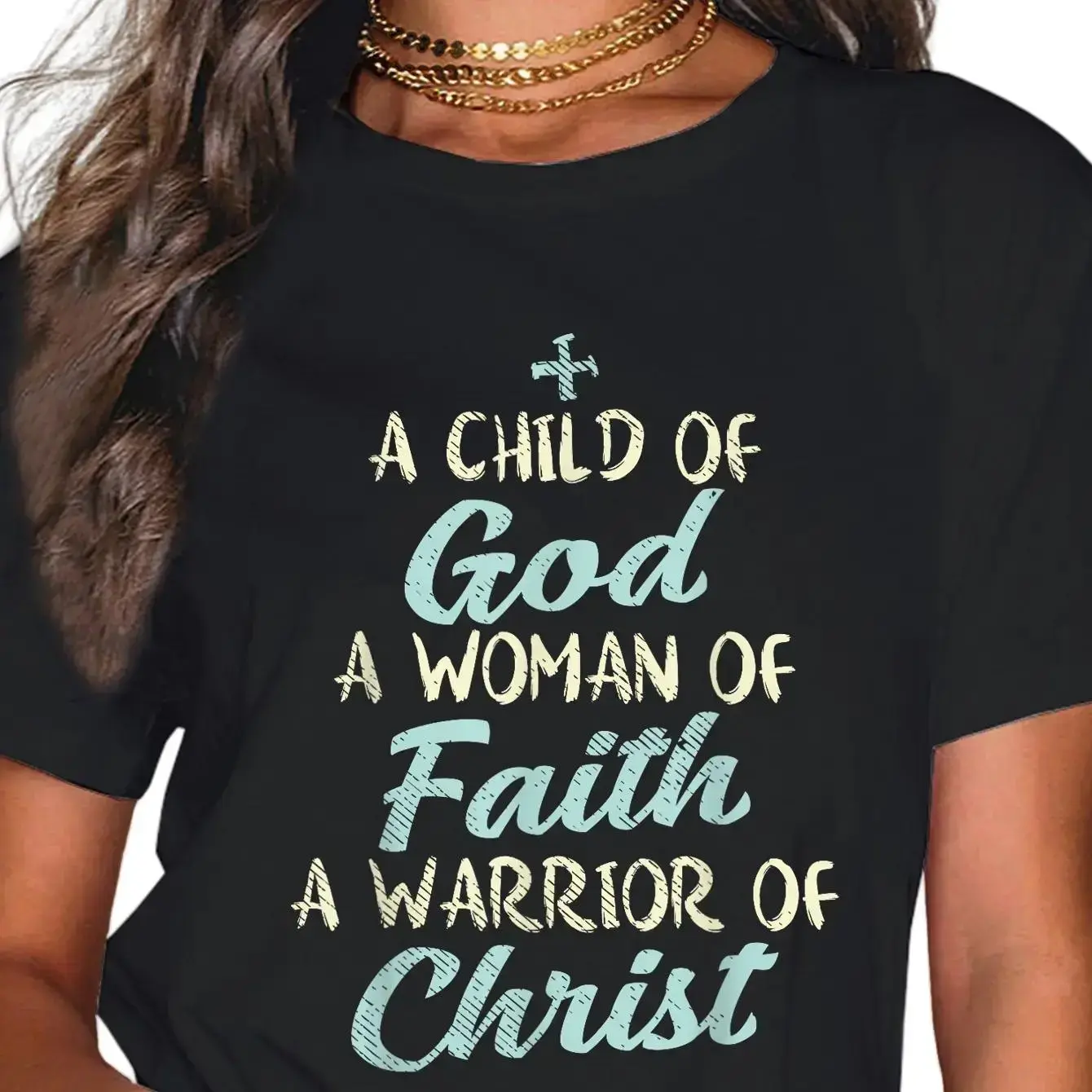 100% Cotton Child God Woman Faith Warrior Christ Jesus Christian Gift T-Shirt1James men's shop,Regular,american