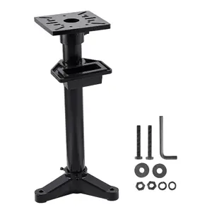 fathersdaygift VEVOR Bench Grinder Stand, Heavy-Duty Bench Grinder and Vise Floor Pedestal with 10.6x 10.6 Mounting Plate, Pre-Cut Mounting Slots Water Pot, Compatible with Most Bench Grinders