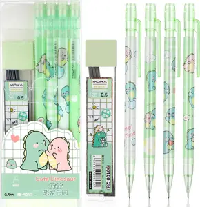 4 count Cute Mechanical Pencil Set, Including 0.5mm Cartoon Green Mechanical Pencils with 1 Tubes Refills Stationary  to School Office Supplies for Writing Drawing Sketching