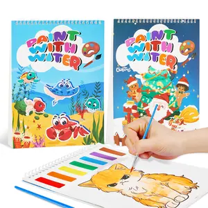 Leven Kids' Watercolor Coloring Books with Brush Pens - 2-Pack Mess-Free Educational Arts & Crafts Toy, Ideal Gift for Toddlers Preschoolers Ages 3-12