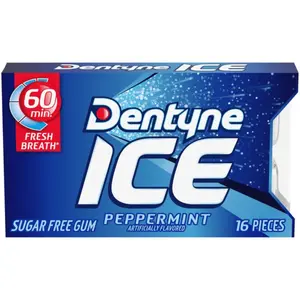 5x Dentyne Ice Peppermint Sugar Free Chewing Gum - Fresh Breath Mints Cool Flavor Refreshing Snack Candy 16ct