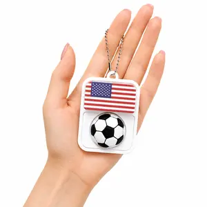 2-in-1 USA Flag & Soccer Fidget Toy Keychain | Anti-Anxiety Spinner & Press Button