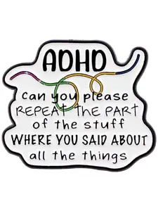 ADHD Awareness Lapel Pin, Zinc Alloy Material, Durable Metal Pins, Backpack & Clothing Accessory, Casual Style, All Season Wear,  Support Jewelry Gift