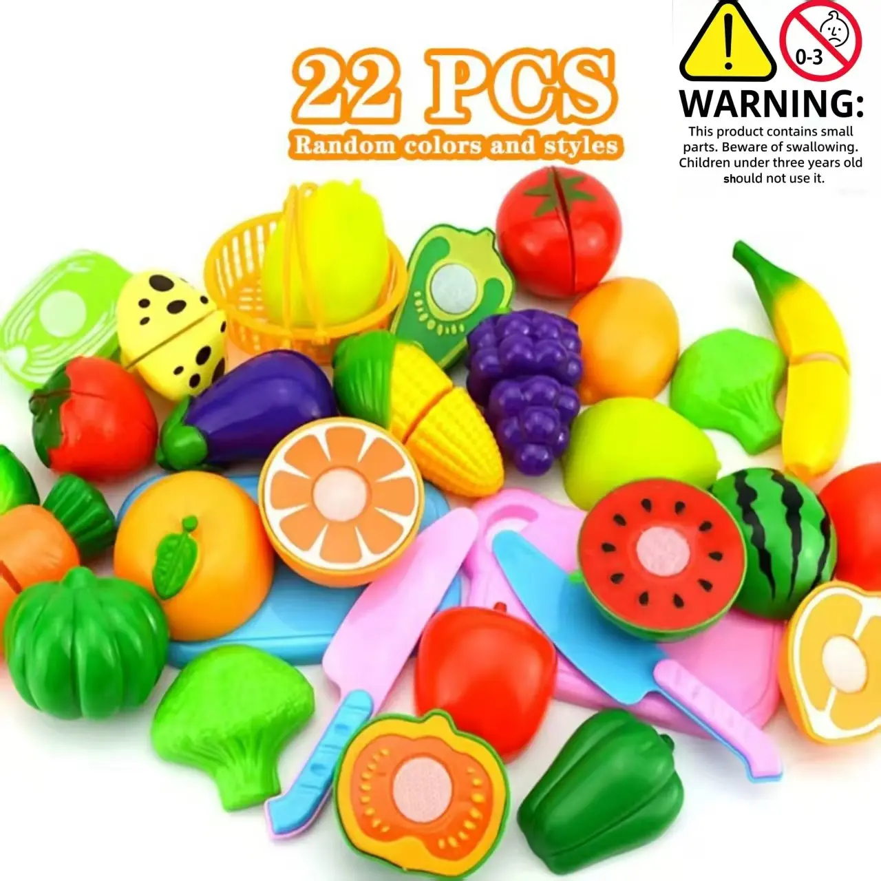 Pretend Play Food Toy Set, Cooking Playset, Fruit & Vegetable & Kitchen Utensils Toy, Playkitchen Accessories, Simulated Kitchen Toy for Kids, Boys & Girls