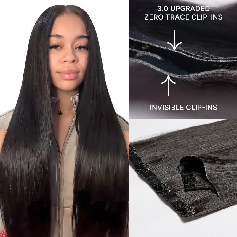 LUVME 100% Virgin Human Hair Extensions 3.0 Upgraded Ultra Soft Zero Trace Clip-ins Invisible Edge Silky Straight Natural Ends LUVME 100% Virgin Human Hair Extensions 3.0 Upgraded Ultra Soft Zero Trace Clip-ins Invisible Edge Silky Straight Natural Ends
