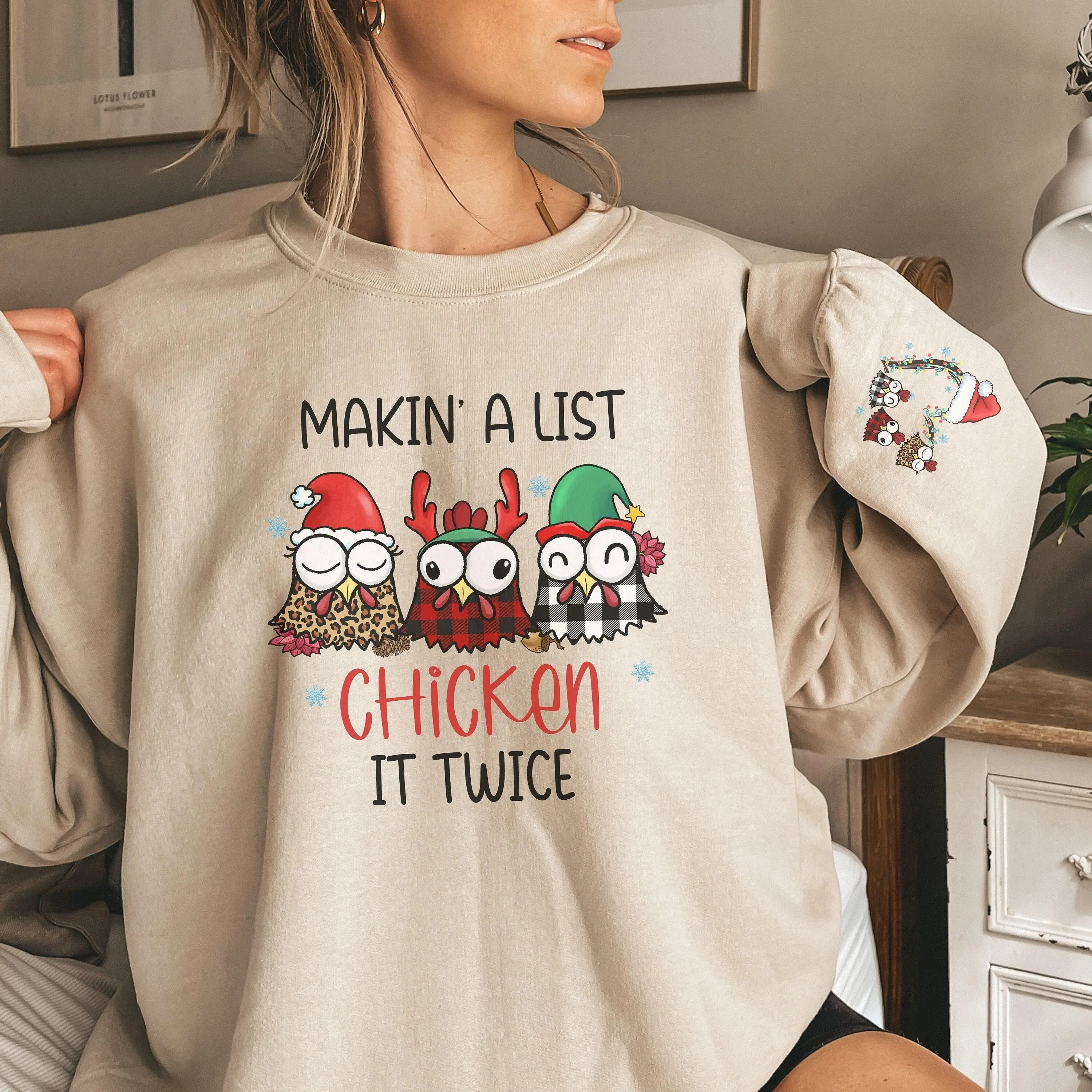 Funny Christmas Chicken Sweater Holiday Christmas Gift Santa's List Sweater Gift Chicken Lover Gift Cozy Winter Christmas Humor Gift