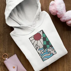 Embroidered Demon Slayer Hanafuda Hooded Sweatshirt