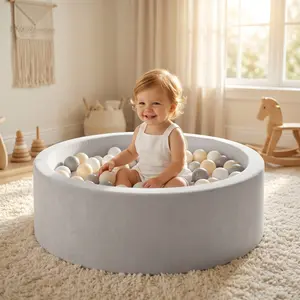 Apojungle Soft Milk Silk Foam Ball Pit for Toddlers - 33”x10” Non-Toxic, Odorless, Safe & Ultra-Soft Baby Playpen for Kids Indoor Play, Seamless Design Supportive Ball Pool for Babies, No Balls Included