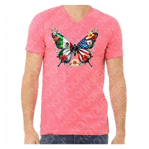 MexiAmerican Butterfly V-Neck Shirt – Floral Heritage Pride Tee