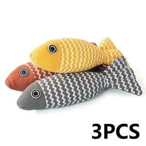 3PCS Catnip Fish Toys 🐟 Interactive Chew & Kick Play Set for Indoor Cats