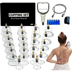 Cupping , 24 Cups Cupping Kit  Massage Therapy, Chinese Cupping Therapy  with Magnetics, Professional Vacuum Cupping   Cellulite Reduction Muscle Pain Relief with Manual Pump Set Body Care for