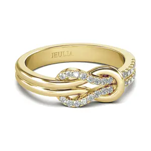 Jeulia Knot & Geometric Design Sterling Silver Fashion Engagement Ring (Wedding Ring Style), Fashion Engagement Rings, Geometric Design Ring
