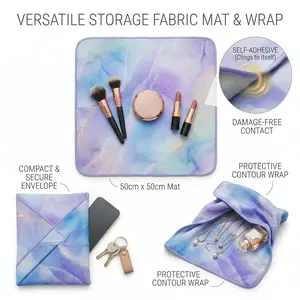 2-in-1 Lay-Flat Makeup Bag & Quick-Wrap Mat – Extra Large Drawstring Cosmetic Organizer | Self-Fastening Travel Pouch for Camera Lens & Beauty Tools
