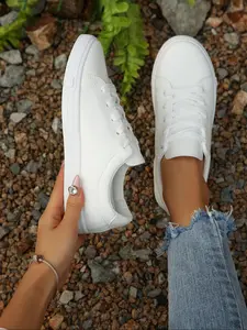 Women's new low-top lace-up casual sneakers, fashionable and trendy simple and versatile casual shoes, comfortable and breathable flat shoes suitable for daily leisure and commuting to work and school, outdoor walking shoes, a must-have for gifts