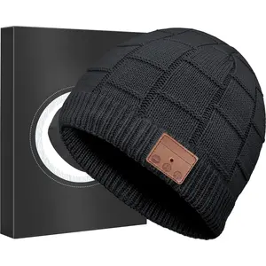 Bluetooth Beanie Hat Headphones, Wireless Winter Knit Hat with Built-In Speakers for Music, Calls, Outdoor Sports, Running, Walking, Skiing, Travel, Stocking Stuffers and Unique Tech Gifts