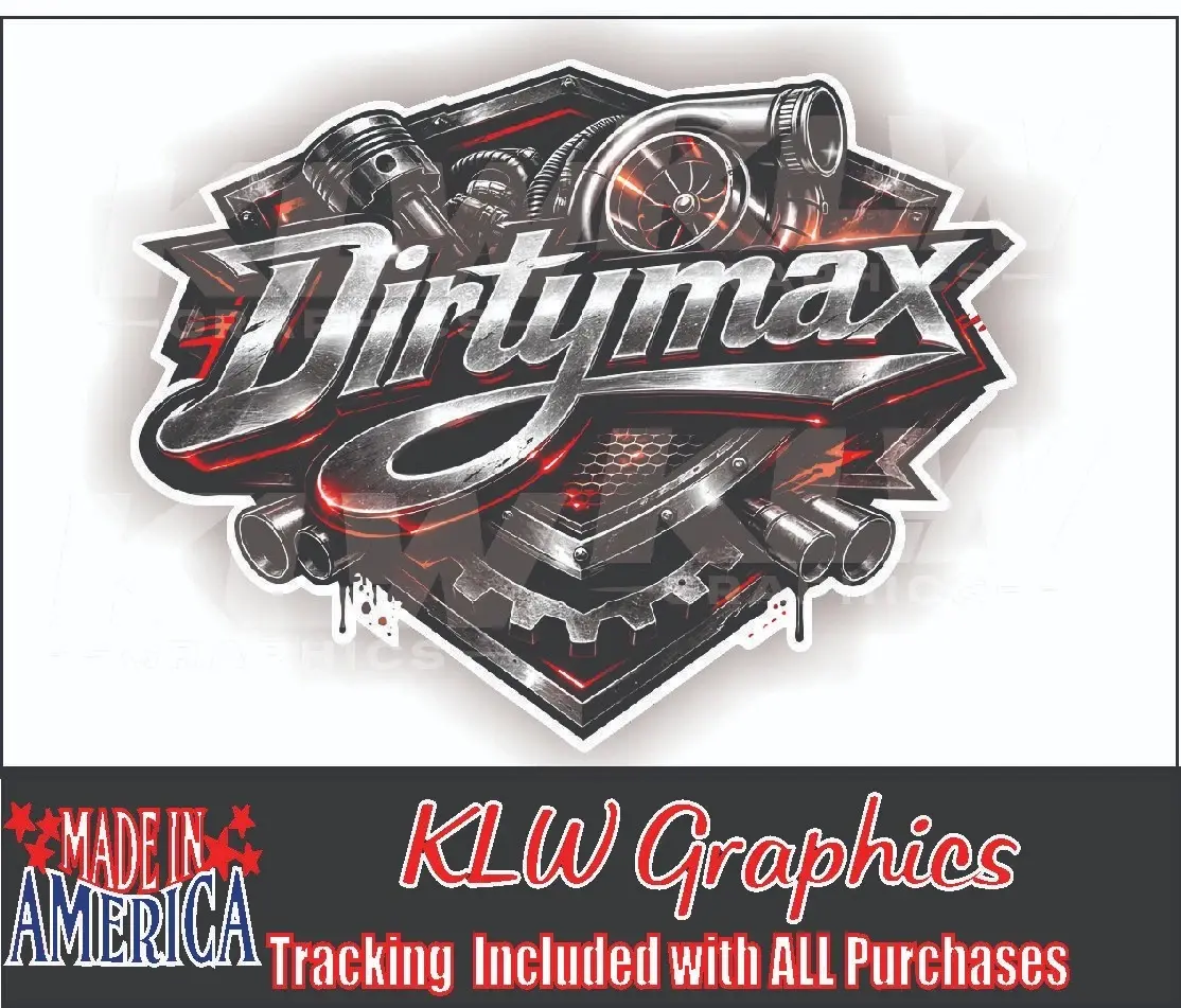 Dirtymax Full Color Graphic Decal Sticker Diesel Turbo Truck Window 6.6L Soot