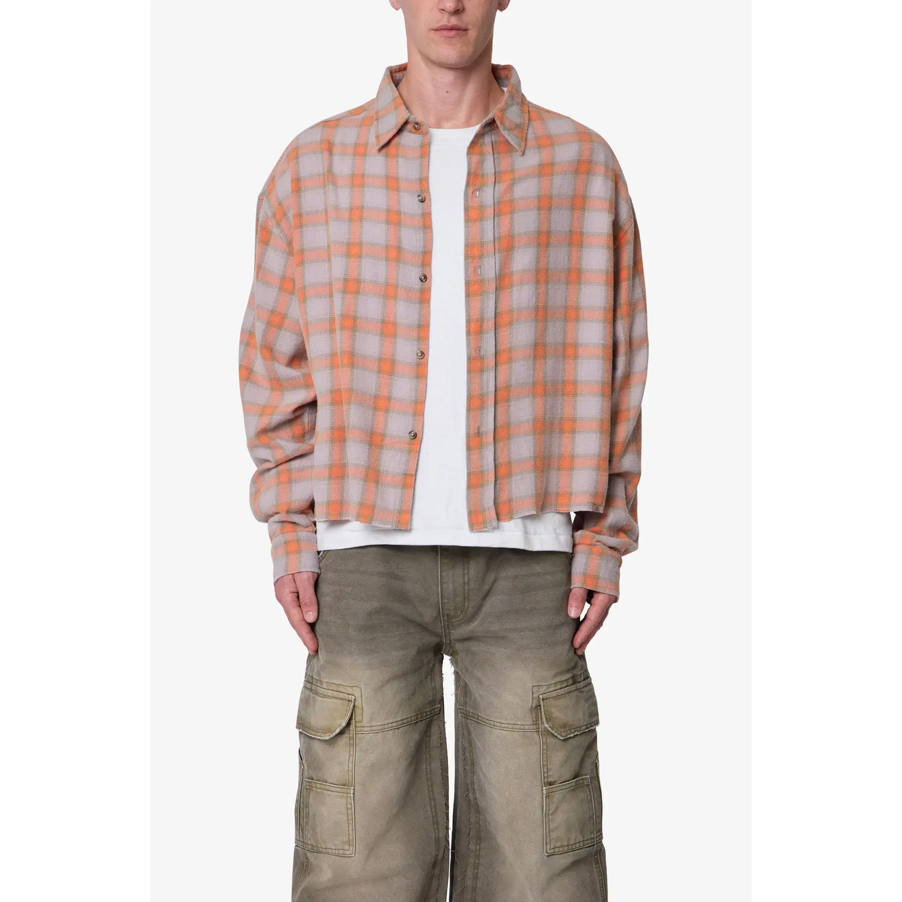 mnml Vintage Cropped Flannel Shirt - Red