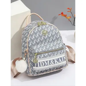 Fashionable Letter Pattern Backpack with Pendant, Casual Versatile Backpack for Women, Trendy All-match School Bag for Daily Use