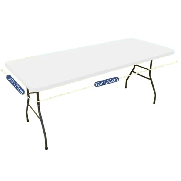 White Fitted Tablecloth - 6FT Rectangle 30"x72" Outdoor Table Cover with Full Elastic Edges, 10% Spandex Reusable Washable for Picnic, Banquet, Party Use