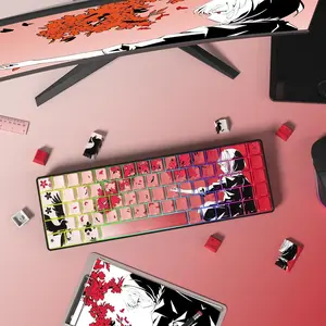 Anime Pattern Keycaps, 130 Keys PBT Dye Sublimation Custom Keycaps Set for Mechanical Keyboard, Keyboard Accessories for 61/64/75/84/87/104/108 Layout