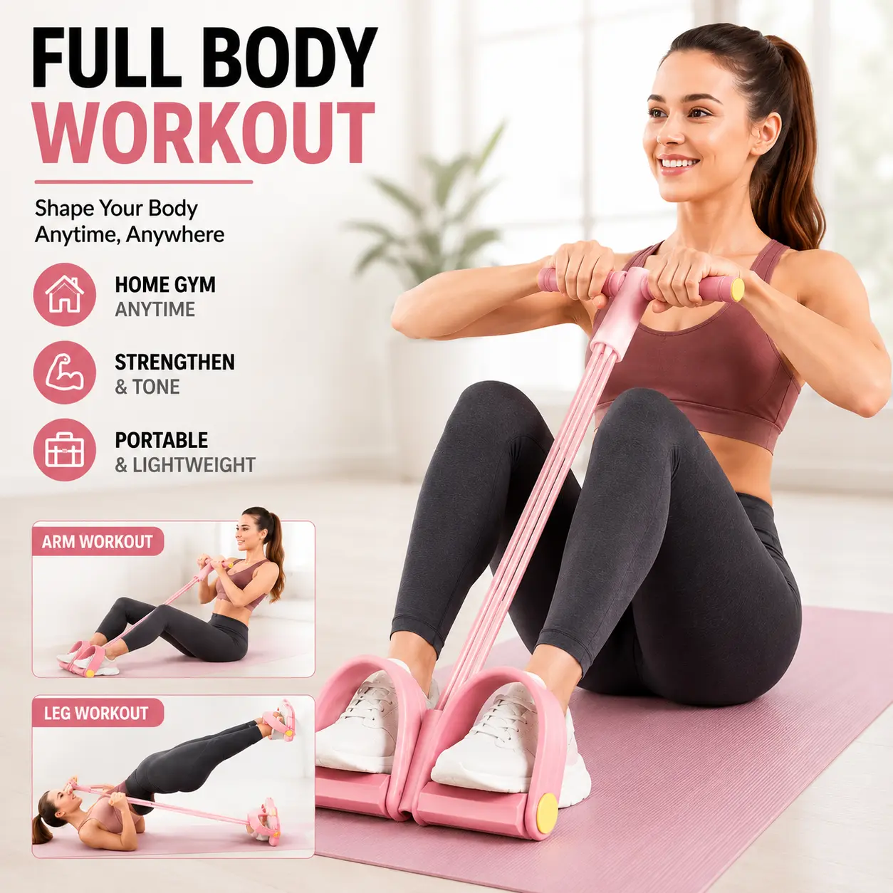 Pilates Bar Kit with Resistance Bands, Home Gym Equipment, Full Body Workout, Strength Training, Ab Trainer, Exercise Equipment