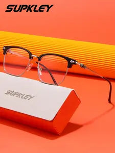 SUPKLEY Minimalist Square Half Frame Anti Blue Light Glasses For Men And Women, Versatile For Daily Use, Suitable For Watching Computer Games, Reducing Blue Light, Fashionable Accessories For Daily Travel