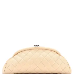 Pre-owned CHANEL Leather Clutches & Wristlets Timeless Clutch Quilted Caviar by Rebag