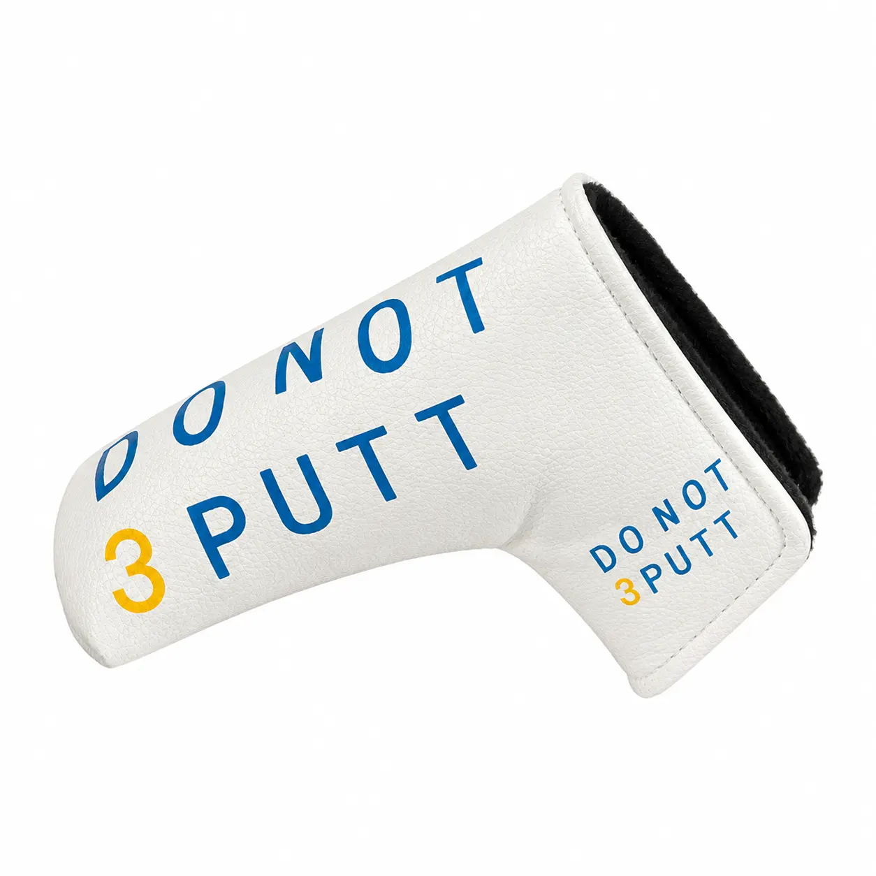 Do Not 3 Putt Blade Putter Cover, White Blue Yellow Golf Putter Headcover with Hook-and-Loop Closure