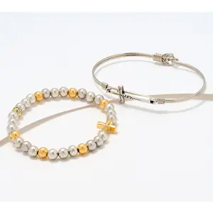 Luca & Danni Set of 2 Wire and Bead Bracelets with Box