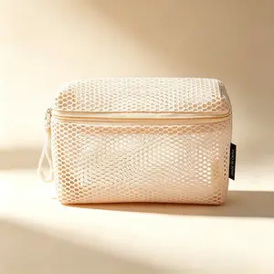 Mesh Portable Cosmetic Bag, Small and Lightweight, Ideal for Lipstick and Essentials, Travel Organizer for Skincare and Toiletries