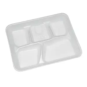 8.25 x 10.5 in. Lightweight Foam School 5 Compartment Trays, White