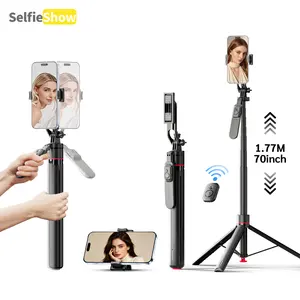 70" Auto Pop Open Tripod Selfie Stick, All-in-One Phone Tripod with 360° Rotation, Detachable Phone Holder, Stable Outdoor Stand, Universal 1/4" Mount for TikTok, Vlog & Travel