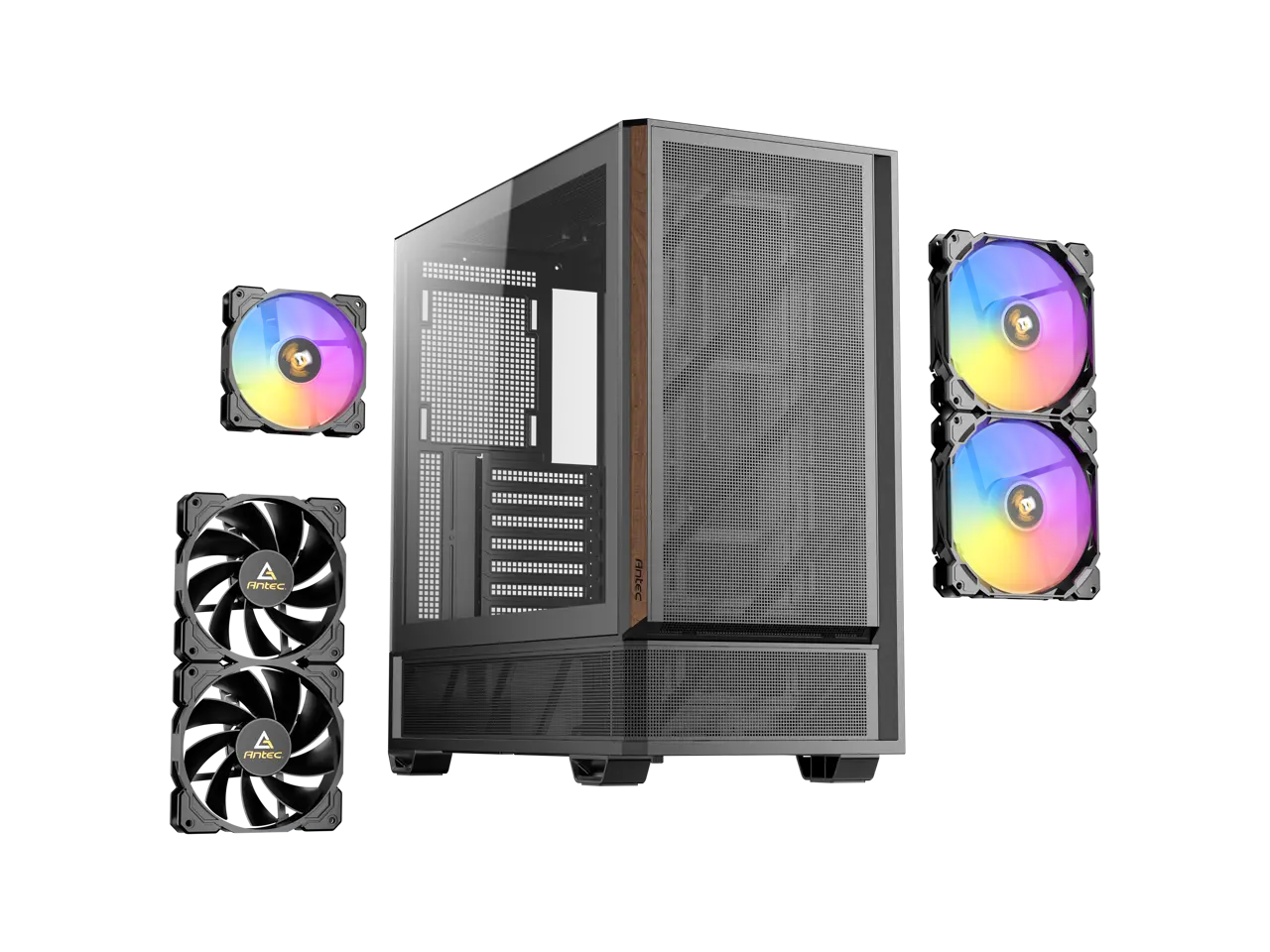 Antec P30 ARGB, 3 PWM ARGB & 2 PWM Reverse Fans Included, Metal Mesh Front with Premium Wood Accents, Optimized GPU Airflow, 360 mm Top Radiator Support, Type-C 3.2 Gen 2, Mid-Tower ATX Case