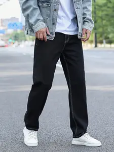 Men's jeans Men's loose straight leg white edge denim pants