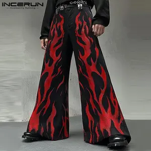 INCERUN * Men's Handsome Graffiti Printed Long Trousers Wide Leg Streetwear Leisure Pants
