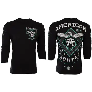 American Fighter Men's Long Sleeve Shirt ABRAHAM Black