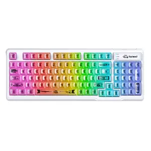 FREEWOLF M95 Transparent Membrane Keyboard with Clear Keycap,Wired Gaming Keyboard with RGB Backlit, 94 Silent Keys with Mechanical Feeling,26-Key Anti-ghosting,for Mac/Windows
