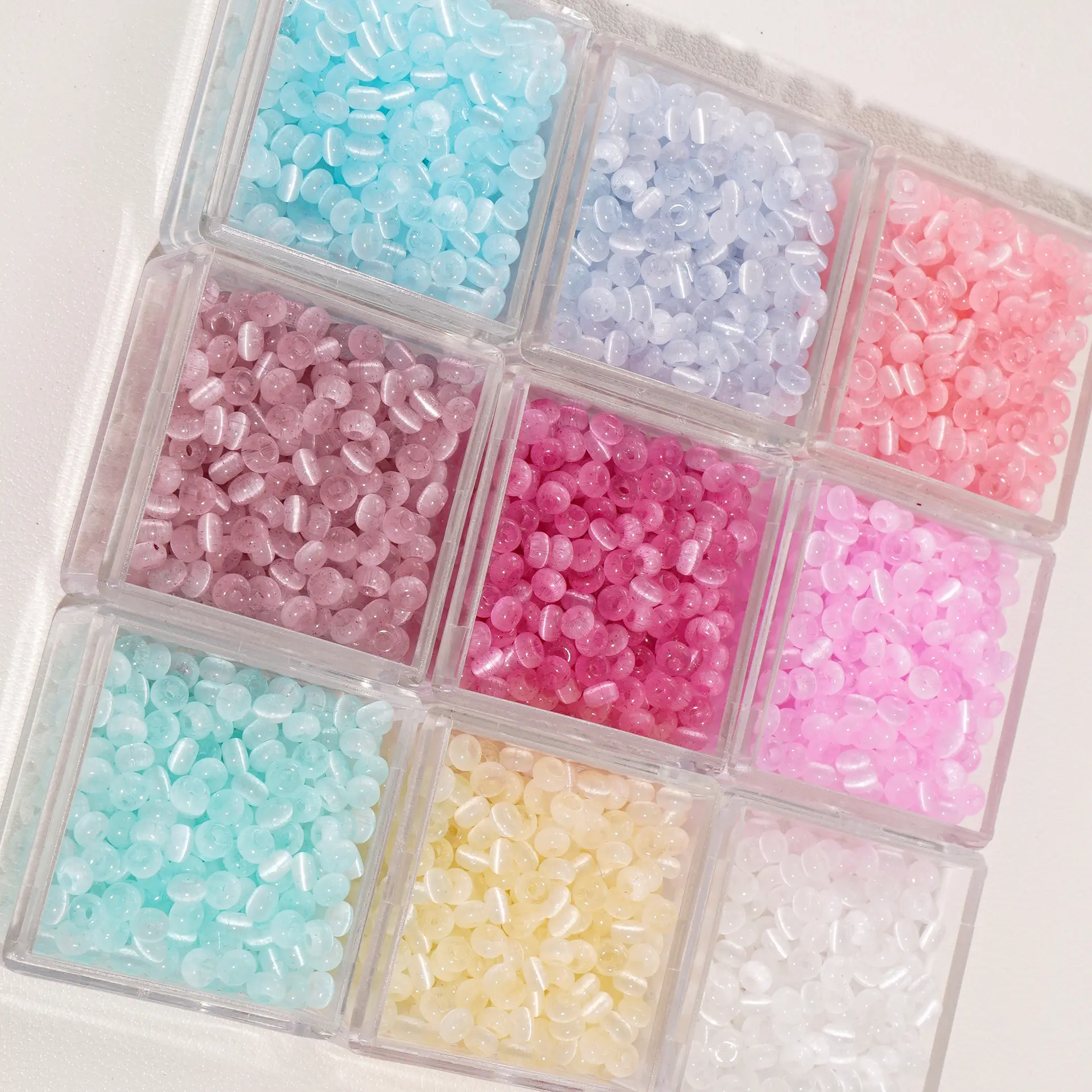 4mm Glass Doughnut Cat Eye Rice Jewelry Beads, Assorted Glass Beads for DIY Beading & Handcrafted Accessory for Bracelet Necklace Making, Beaded Bracelet, Unisex