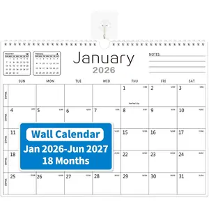 MZD8391 Calendar 2026-2027, Wall Calendar 2026-2027 From January 2026 To June 2027 18 Months, 14.7" x 11" Paper Calendars with Julian Date and Blank Block for New Year