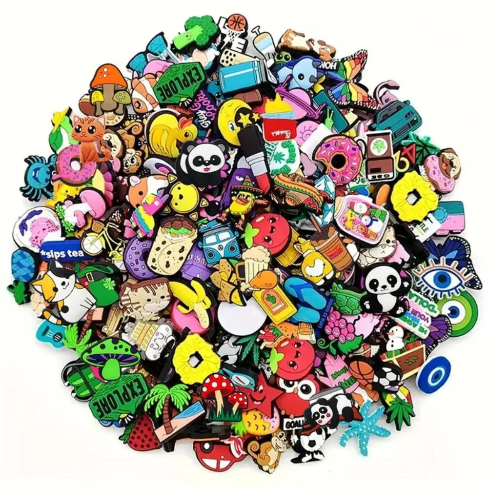 Random Pattern Cute Cartoon Shoe Charms, 20pcs/set Colorful PVC Shoe Decoration, Fashionable Shoes Decorations for Women & Men