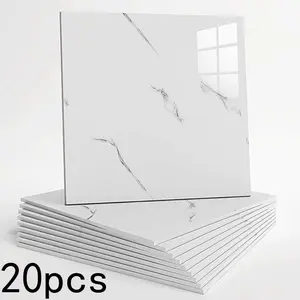 20 pieces of removable and adhesive shower-proof marble tile wall stickers. Self-adhesive wall tiles, PVC wall panels for showers. Suitable for family bathrooms, kitchens and living rooms.
