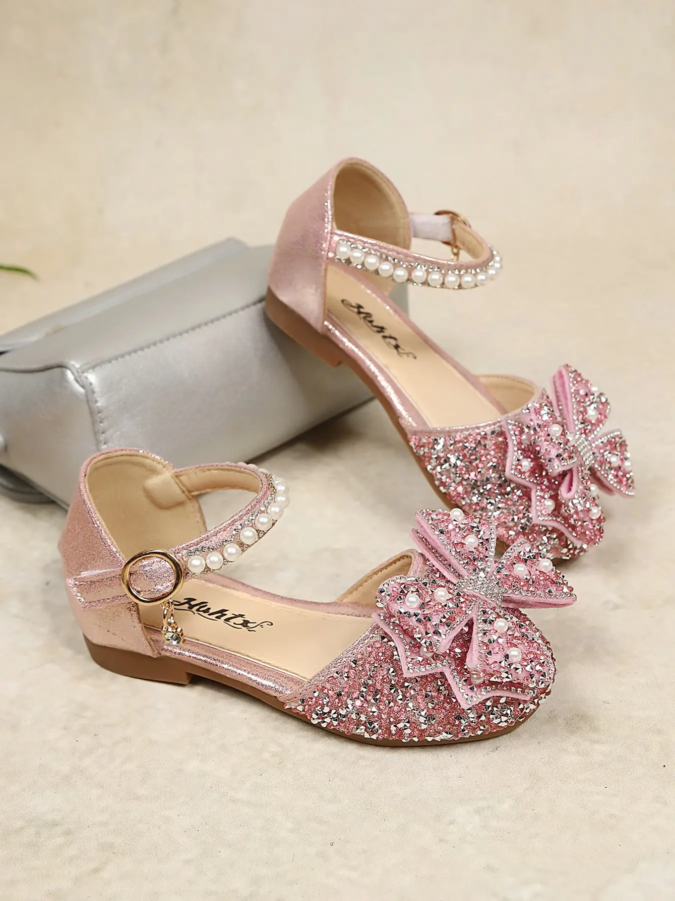 Fashion Princess Shoes, Summer Bow Tie Design, Open Toe with Rhinestone Decorations, Perfect for Parties and Outdoor Activities, Summer Style Sparkly Sandals