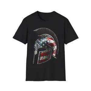 Spartan Helmet USA Patriotic T-Shirt, American Pride Tee, Unisex Shirt, Fourth of July Apparel, Military Gift