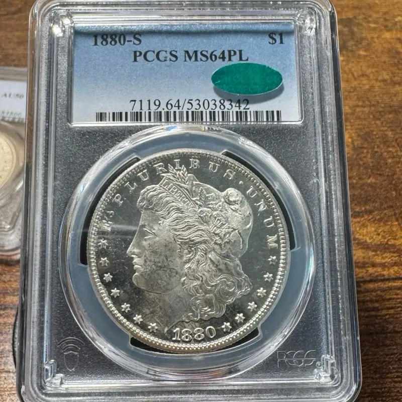 1880-S Morgan Dollar, MS64PL Grade, CAC Certified