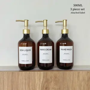 Set of 3 High-Quality 500ML Light-Blocking Bottles, Perfect for Hand Soap, Hand Cream, and Cleaning Products, Ideal Refillable Container for Bathroom and Kitchen