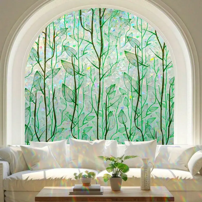 3D Rainbow Effect Window Privacy Film, Static Cling Window Film, Reusable Window Decal, Decorative Privacy Window Film, Self Adhesive Film, Window Decorations Supplies for Bathroom, Balcony, Bedroom, Office, Privacy Film For Windows