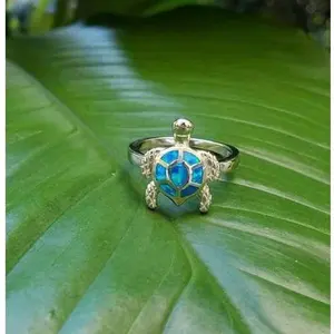 Emma Vera Jewelry Blue Opal Turtle Ring with Elegant Design and Unique Style